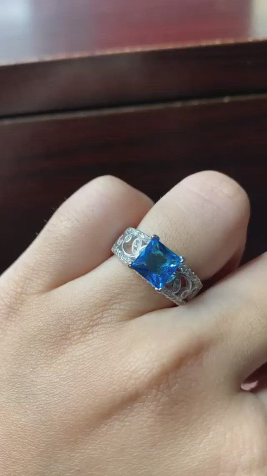 Sterling Silver Ice Blue Ring