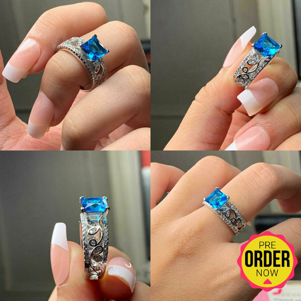 Sterling Silver Ice Blue Ring