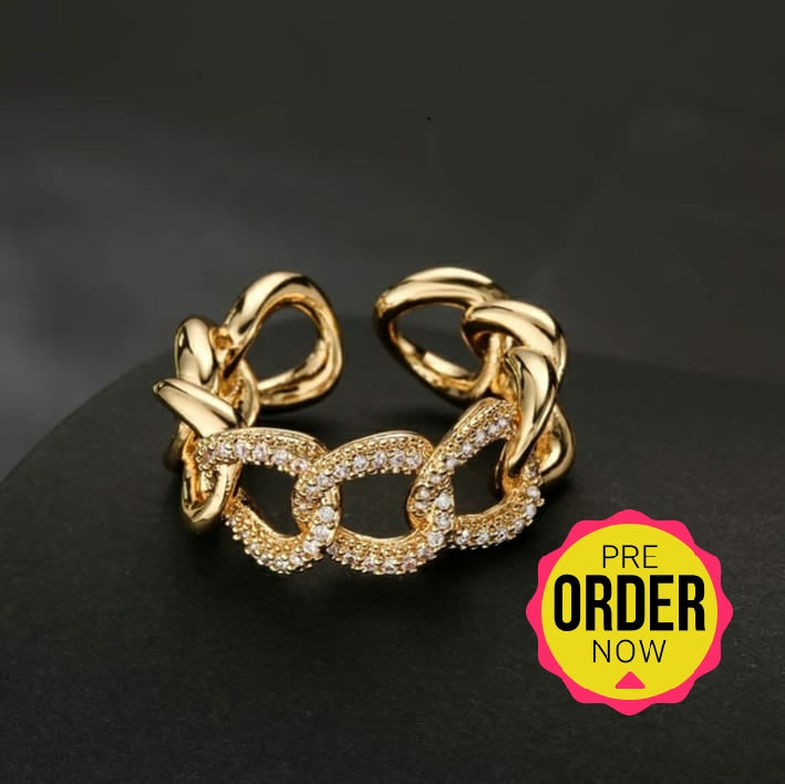 Gold Plated Cuban Adjustable Ring